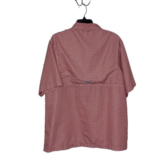 Habitat Red White Gingham Vented Sweat Wicking Button Front Shirt Size large - Picture 4 of 6
